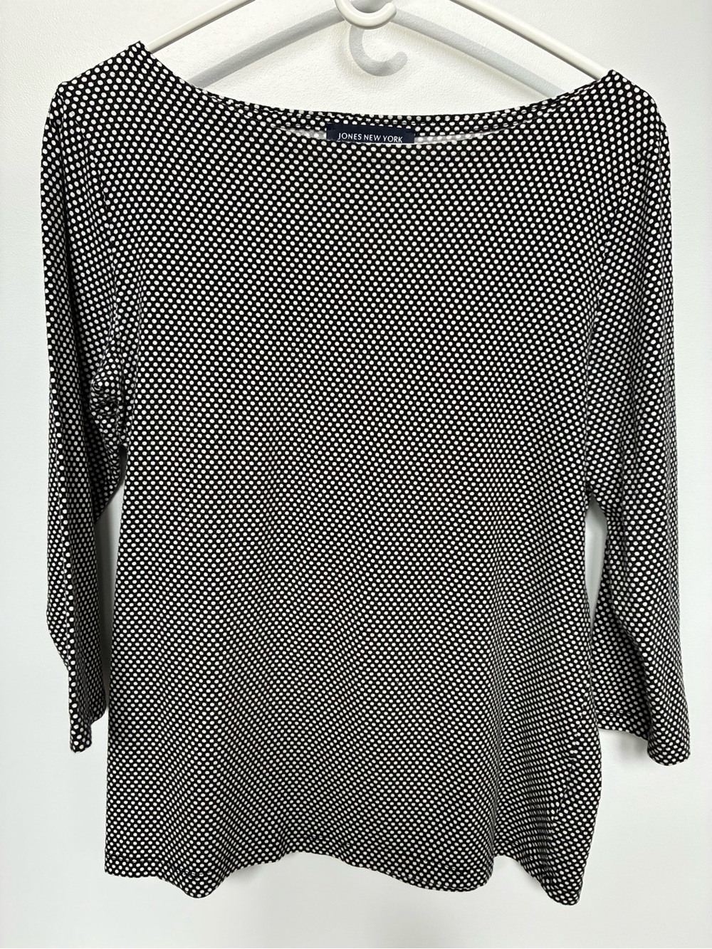 Jones New York Black and White Dot Crewneck Top